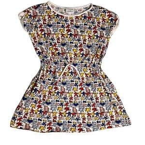 Lacoste x Keith Haring Graphic Dress Girls 6 Colorful All Over Print 100% Cotton